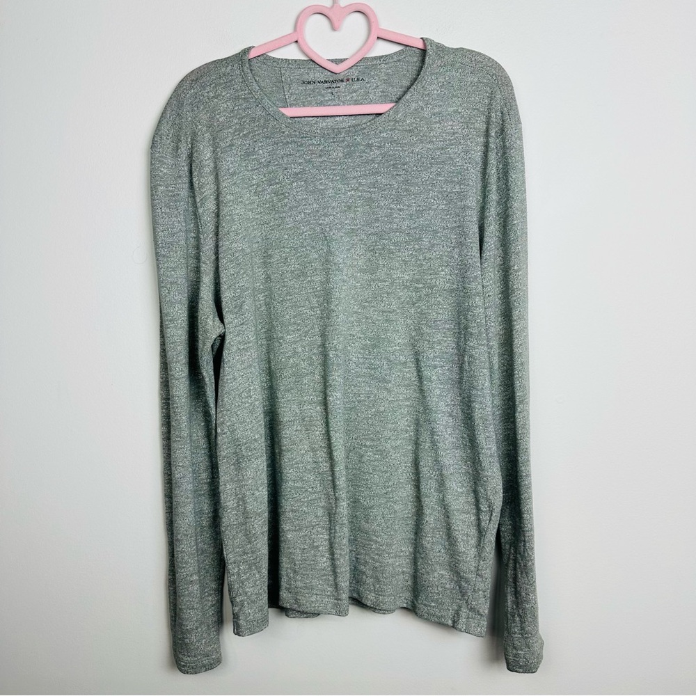John Varvatos Heather Gray Long Sleeve Top Size Large